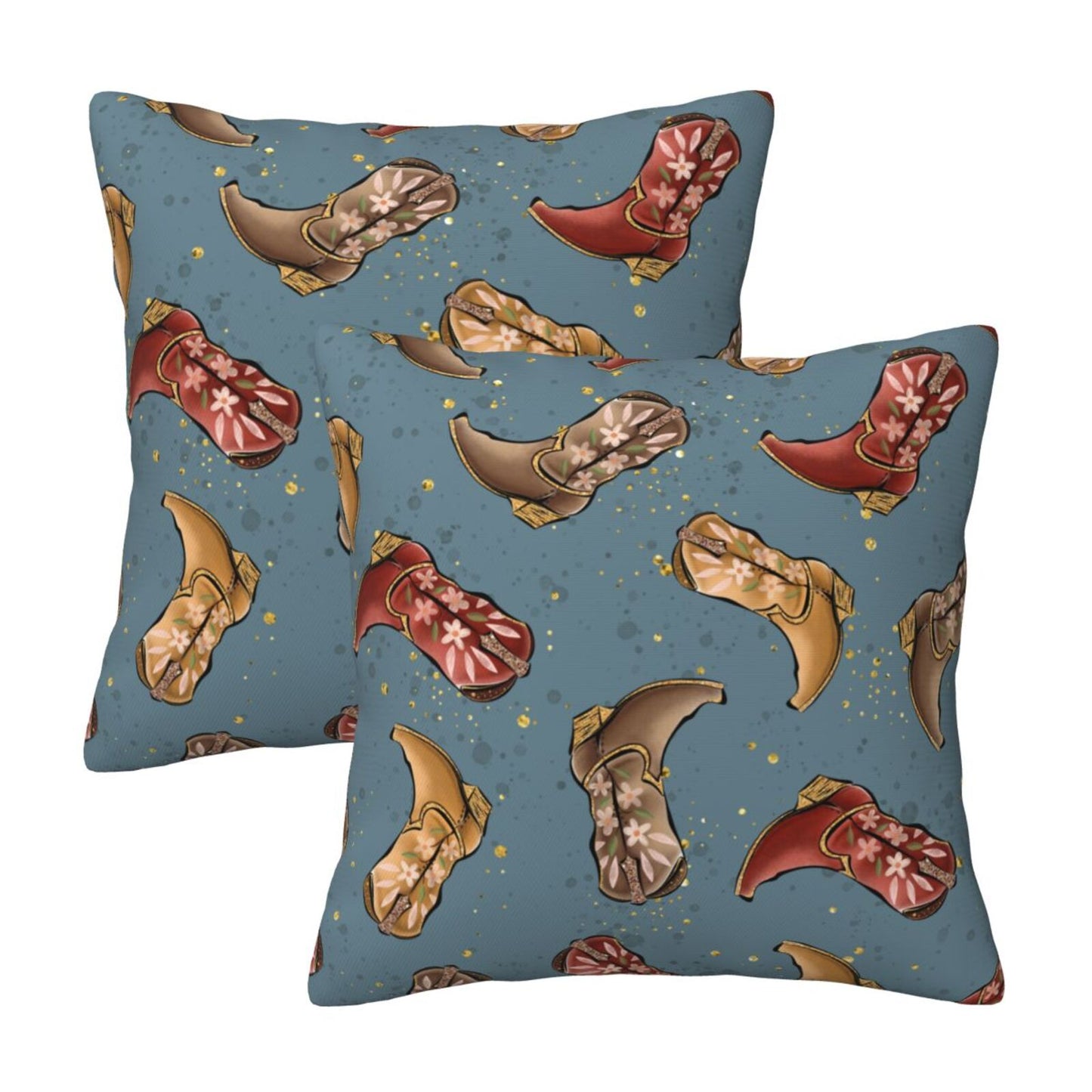 Western Cowgirl And Highland Cows Throw Pillow Covers 18x18 inch Set of 2 Rustic Country Velvet Decorative Cushion Covers
