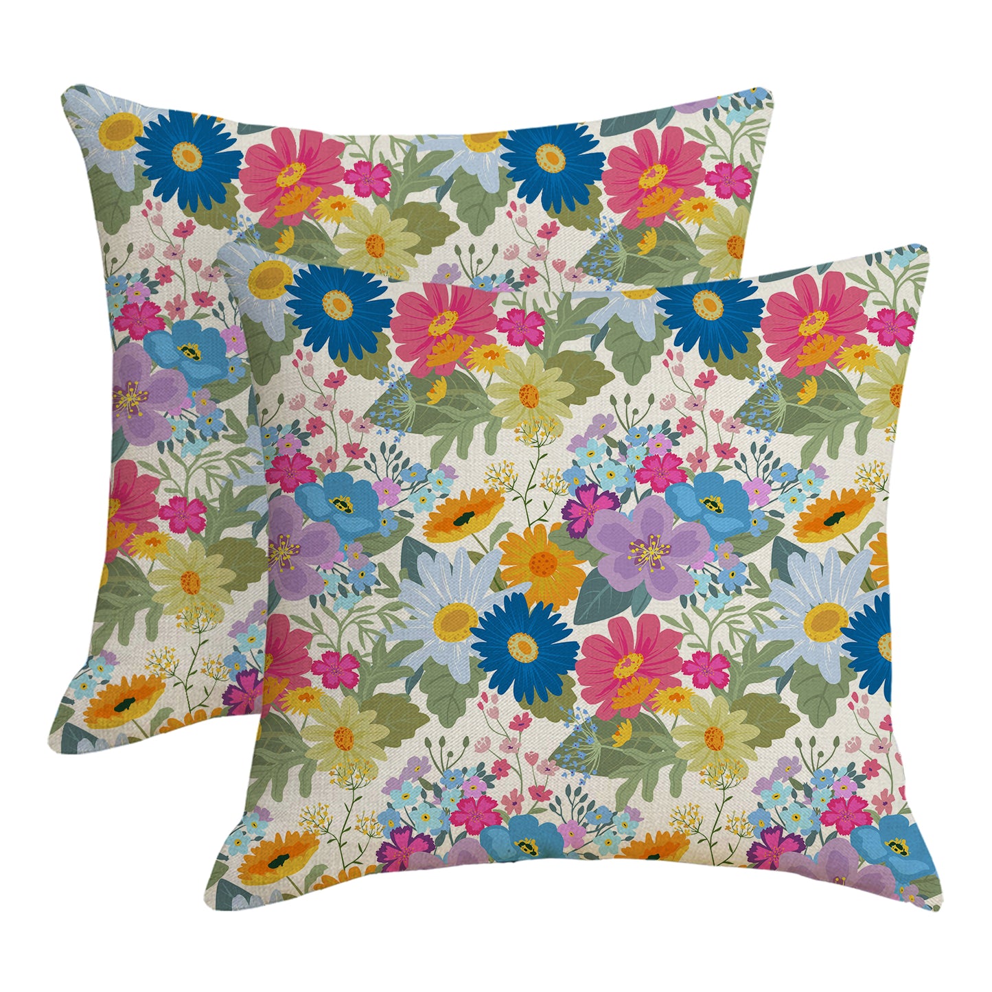 Outdoor Waterproof Throw Pillow Covers 18x18 inch Set of 2 Colorful Floral Decorative Cushion Covers for Patio Garden