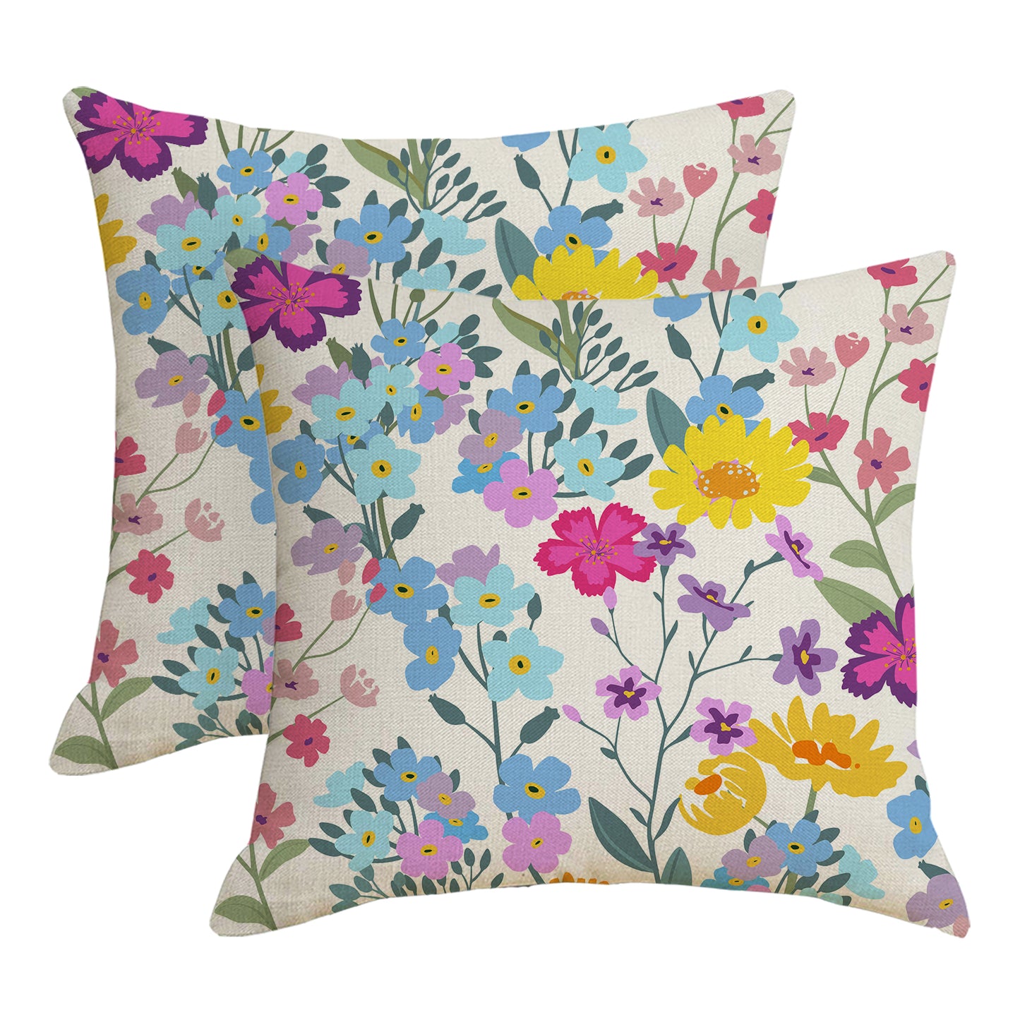 Outdoor Waterproof Throw Pillow Covers 18x18 inch Set of 2 Colorful Floral Decorative Cushion Covers for Patio Garden