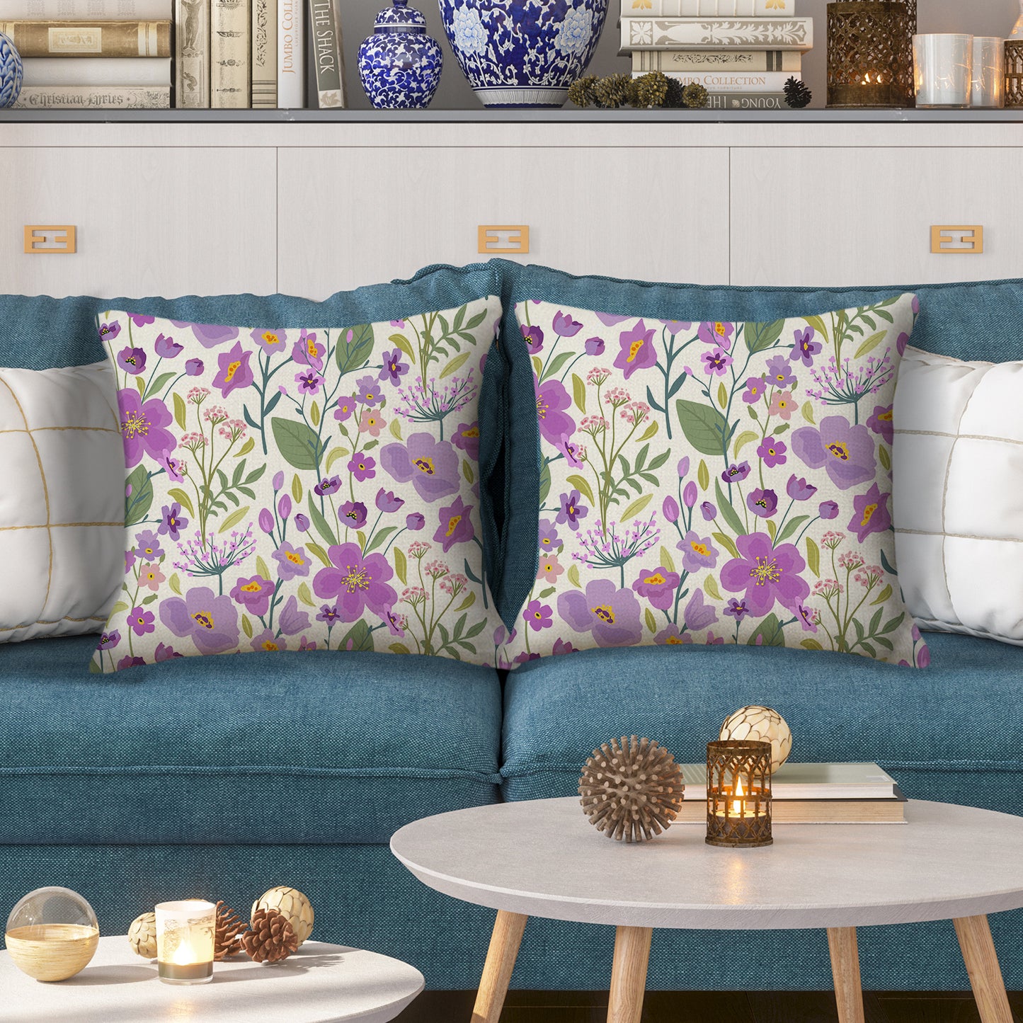 Outdoor Waterproof Throw Pillow Covers 18x18 inch Set of 2 Colorful Floral Decorative Cushion Covers for Patio Garden