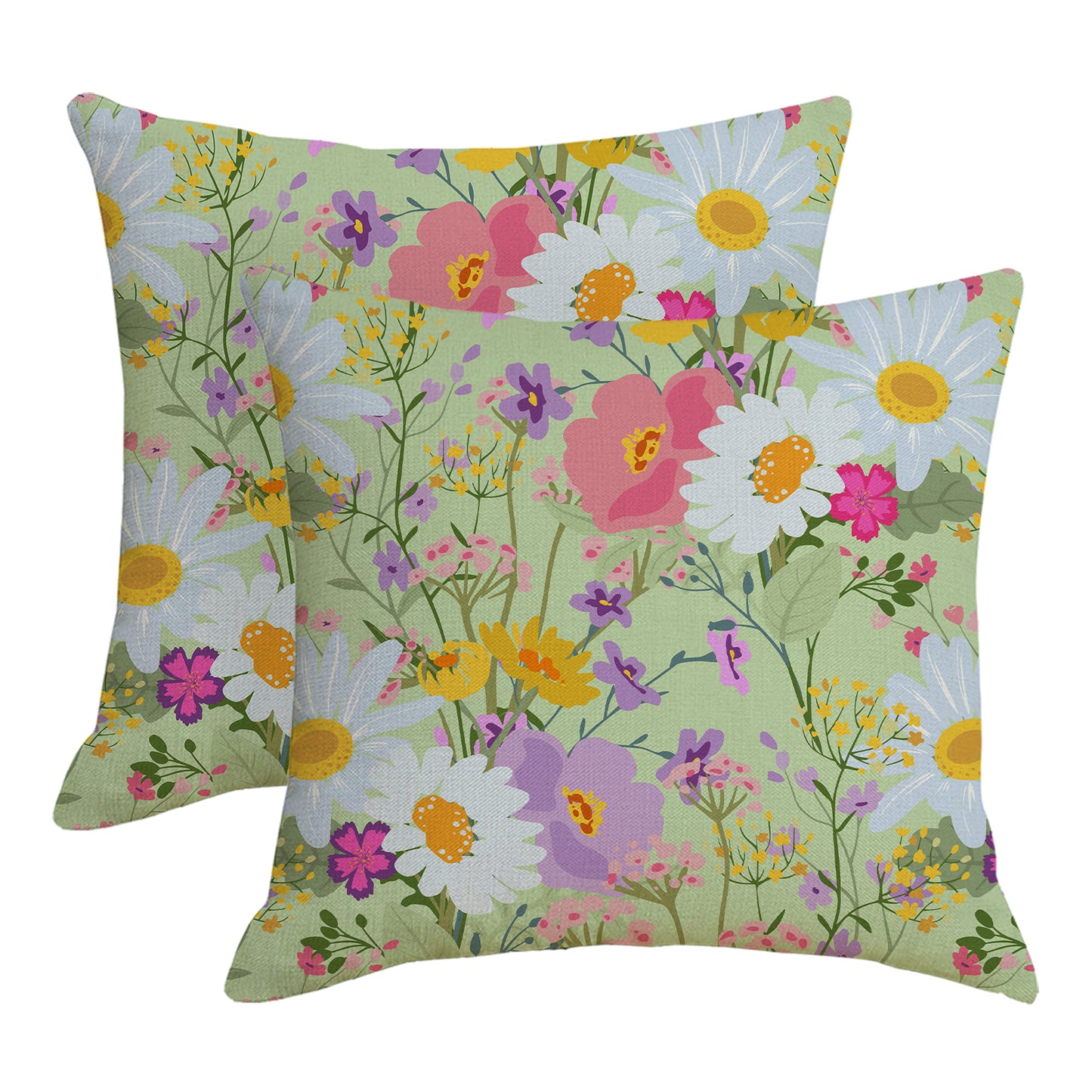 Outdoor Waterproof Throw Pillow Covers 18x18 inch Set of 2 Colorful Floral Decorative Cushion Covers for Patio Garden