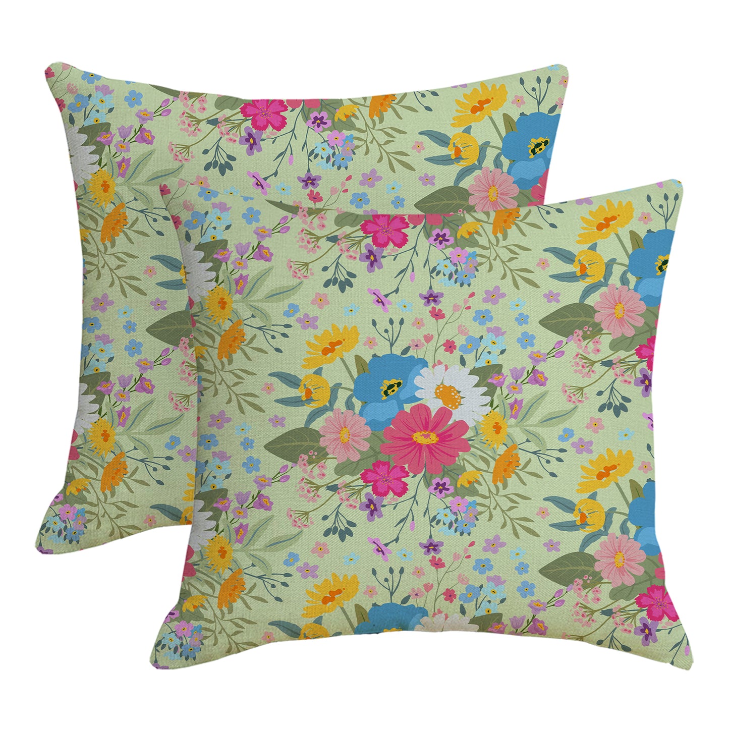 Outdoor Waterproof Throw Pillow Covers 18x18 inch Set of 2 Colorful Floral Decorative Cushion Covers for Patio Garden