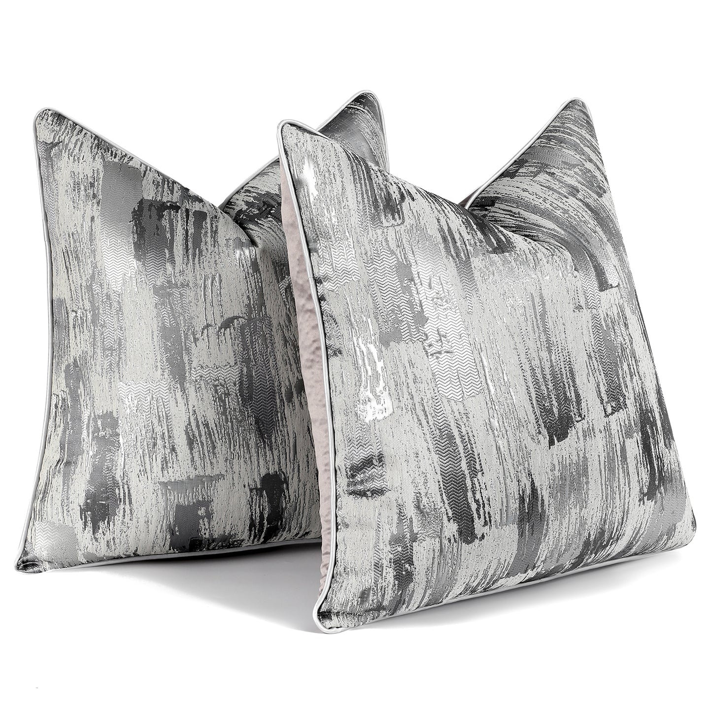 Jacquard Textured Throw Pillow Covers 18x18 inch Set of 2 Abstract Decorative Cushion Covers