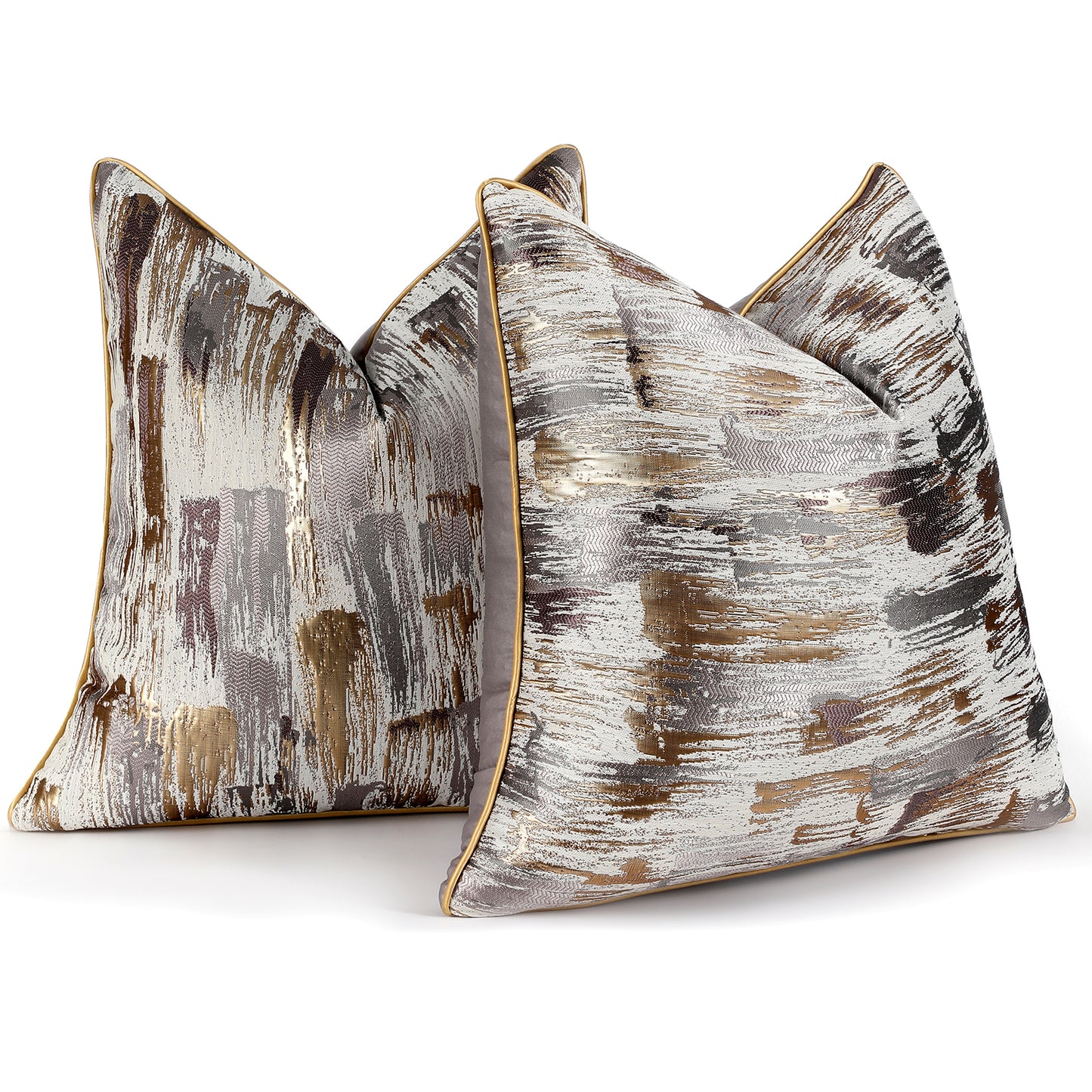 Jacquard Textured Throw Pillow Covers 18x18 inch Set of 2 Abstract Decorative Cushion Covers