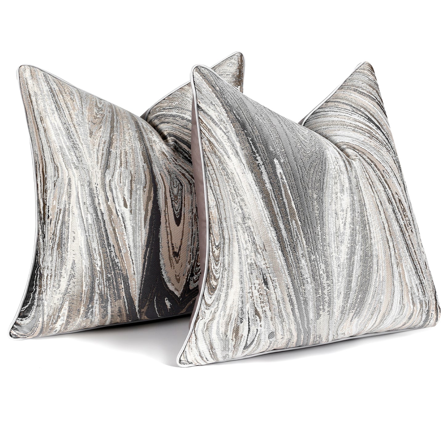 Jacquard Textured Throw Pillow Covers 18x18 inch Set of 2 Abstract Decorative Cushion Covers