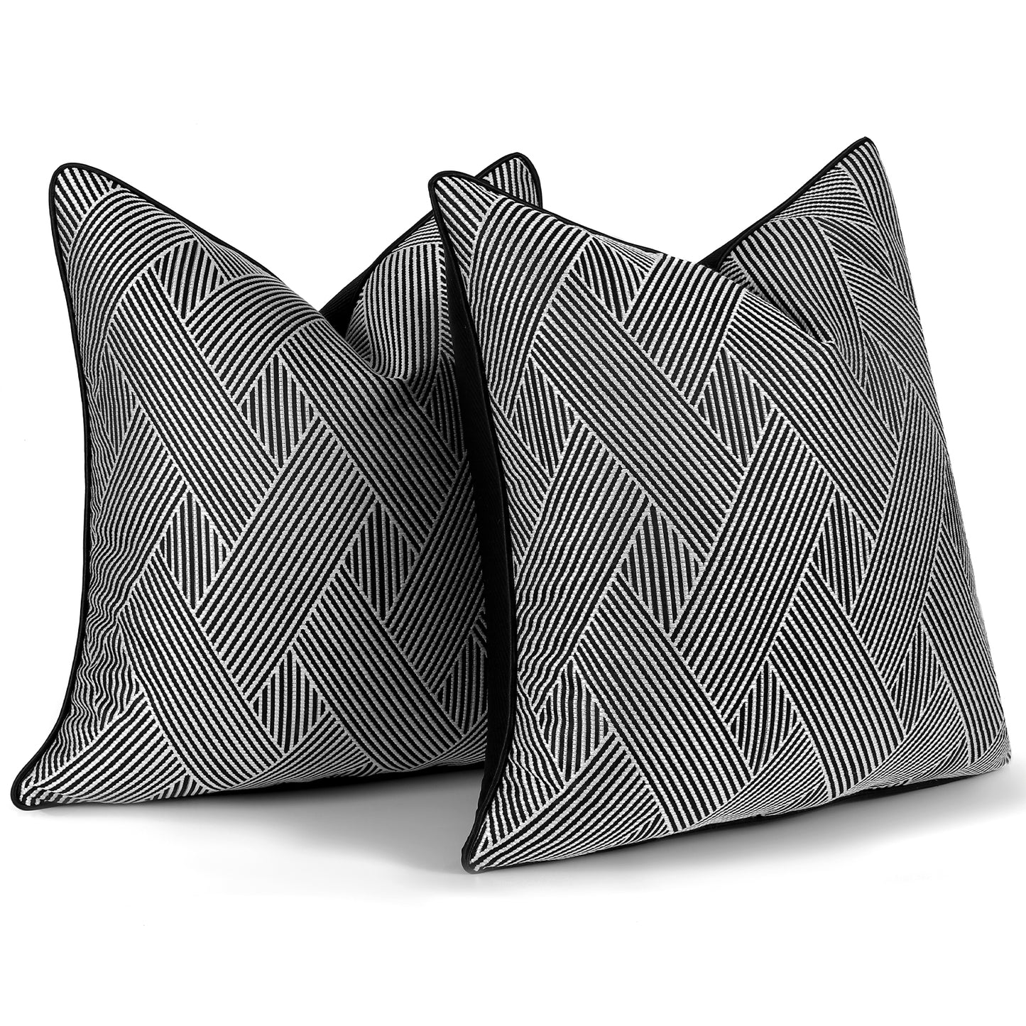 Geometric Jacquard Throw Pillow Covers 18x18 inch Set of 2 Luxury Decorative Cushion Covers