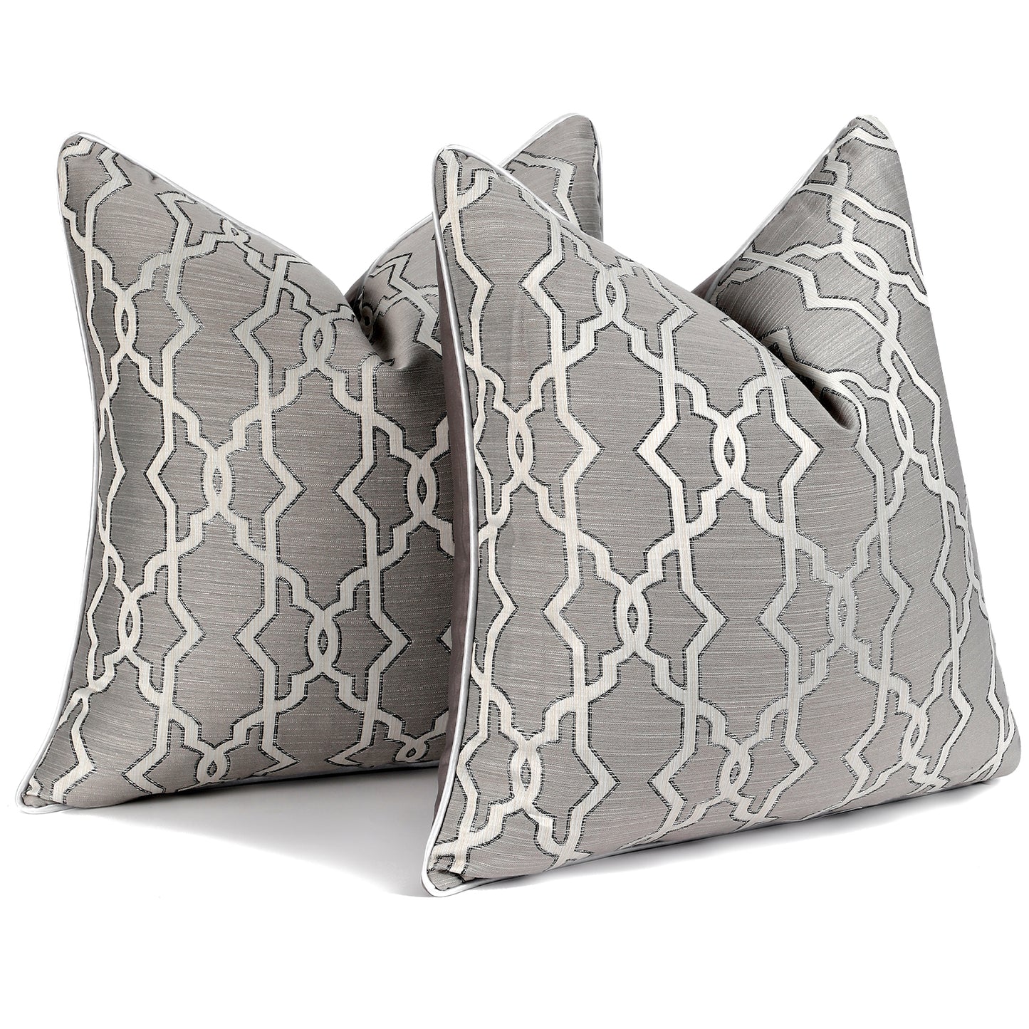Geometric Jacquard Throw Pillow Covers 18x18 inch Set of 2 Luxury Decorative Cushion Covers