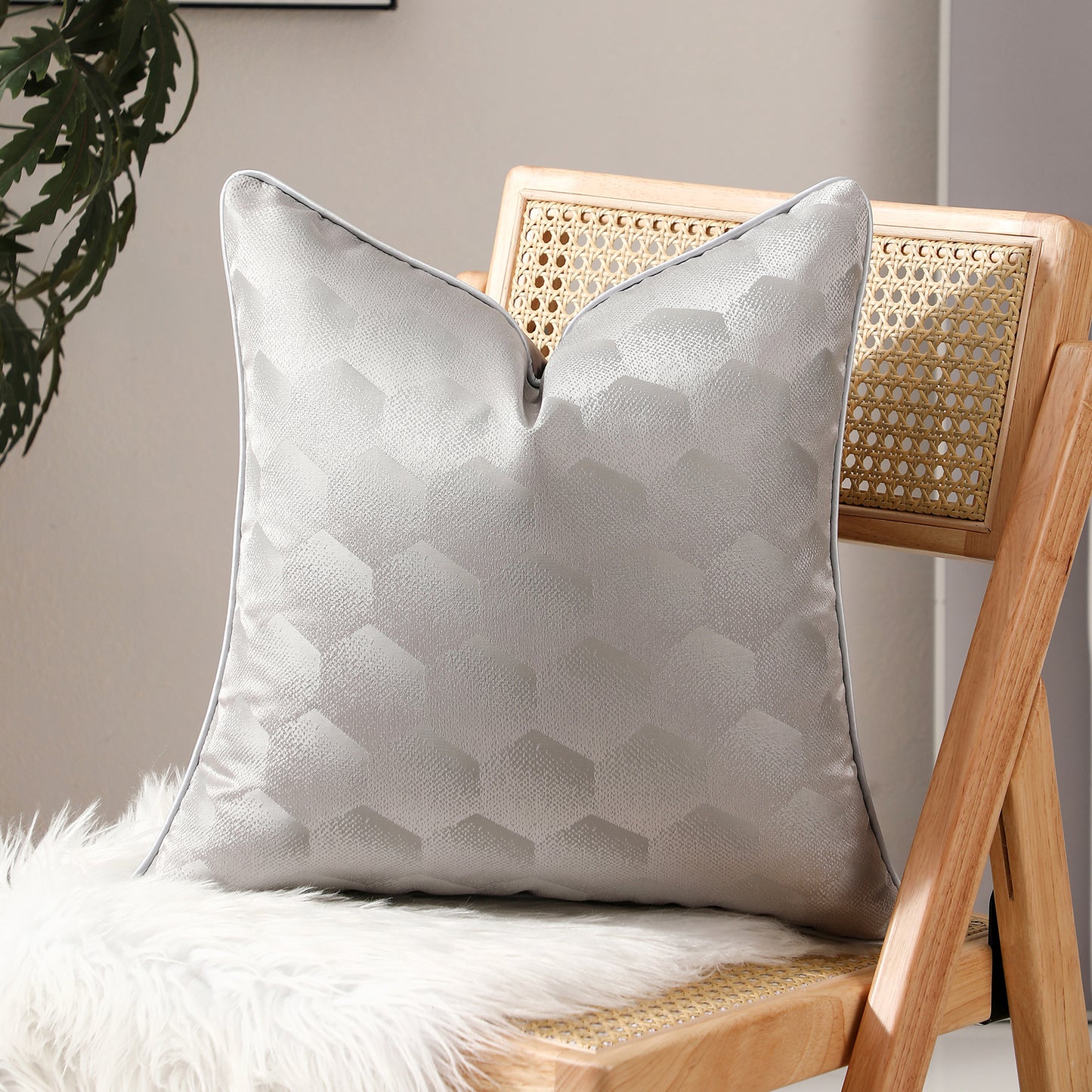 Geometric Jacquard Throw Pillow Covers 18x18 inch Set of 2 Luxury Decorative Cushion Covers
