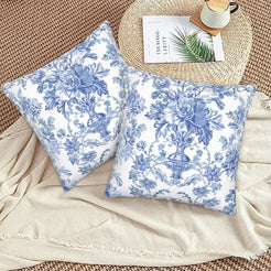 Floral throw pillow covers 18x18 Set of 2 for sofa couch and living room decor