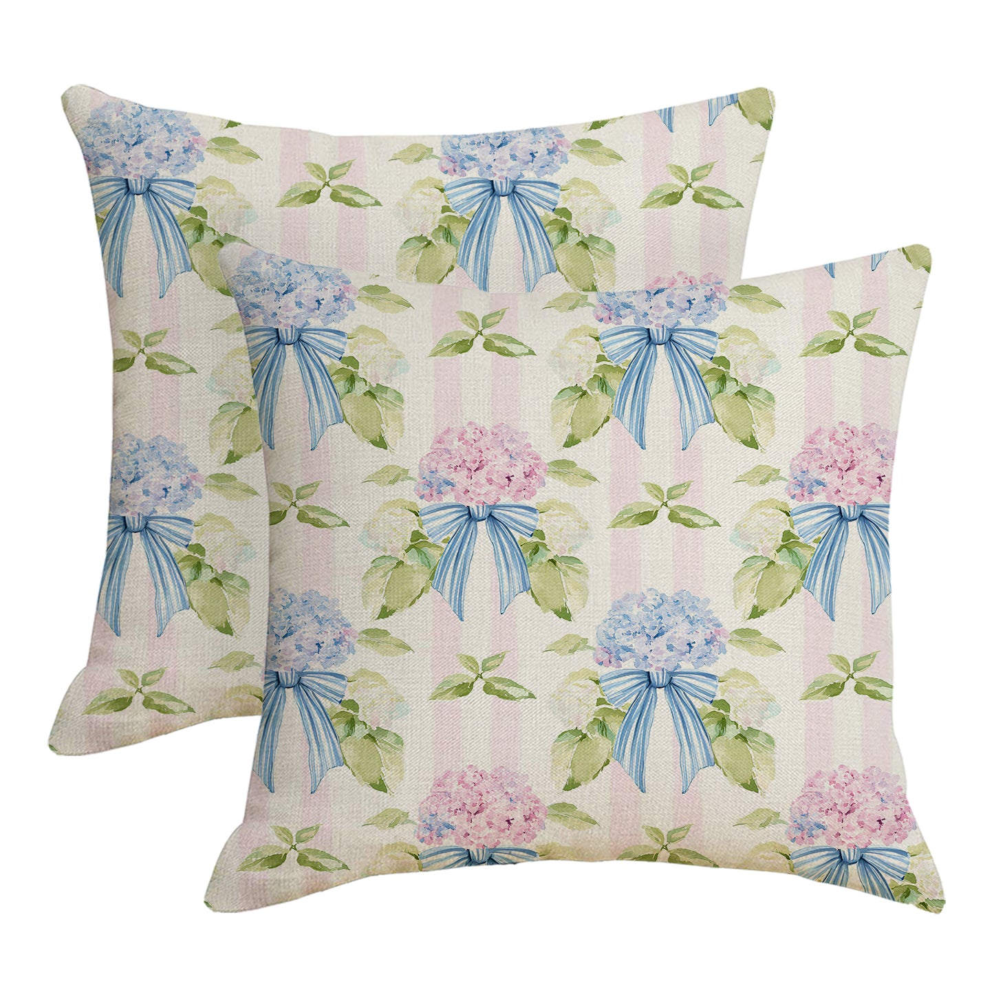 Hydrangea Waterproof Throw Pillow Covers 18x18 inch Set of 2 Outdoor Floral Cushion Covers for Patio Garden