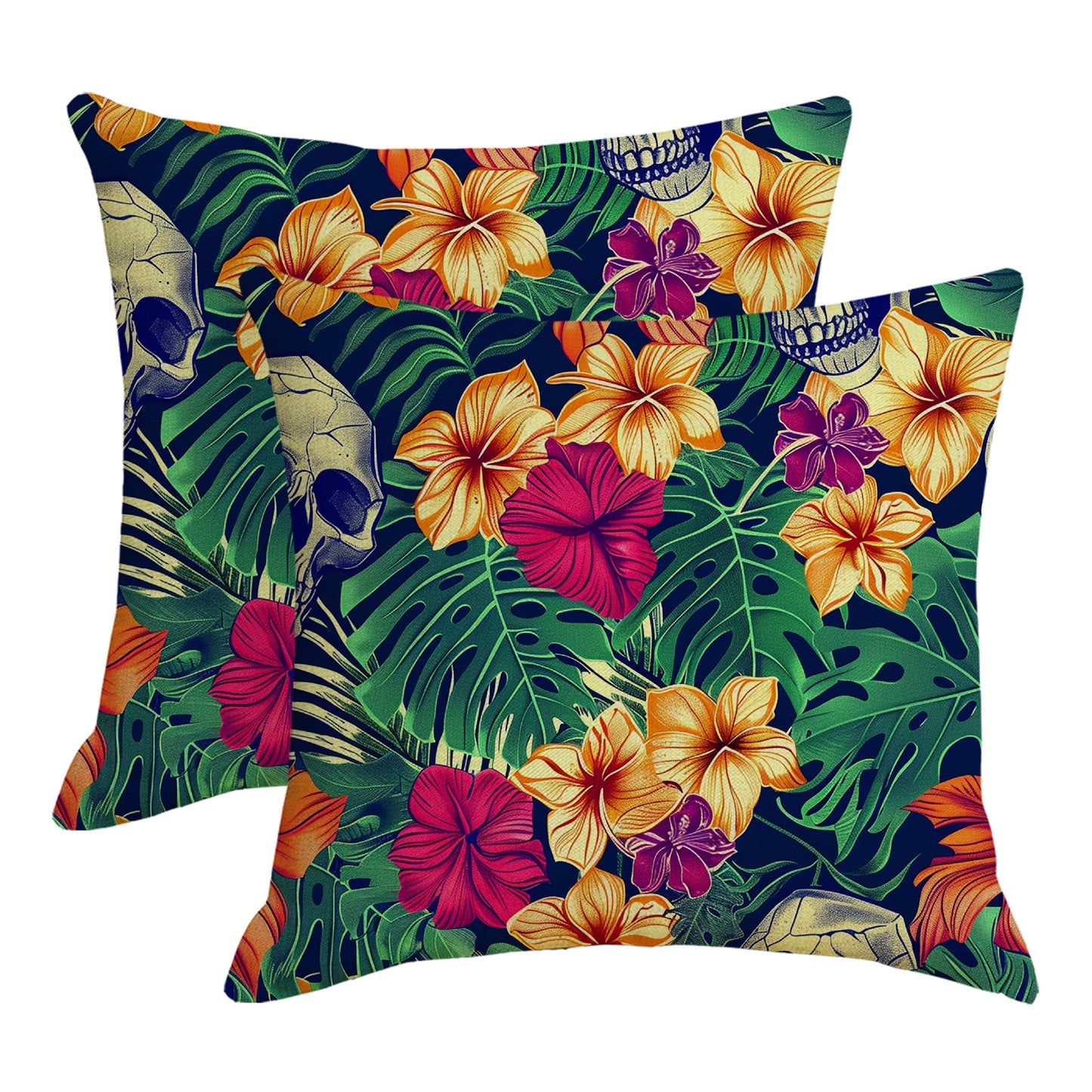 Outdoor Waterproof Throw Pillow Covers 18x18 inch Set of 2 Tropical Leaf Cushion Covers for Patio Garden Lawn