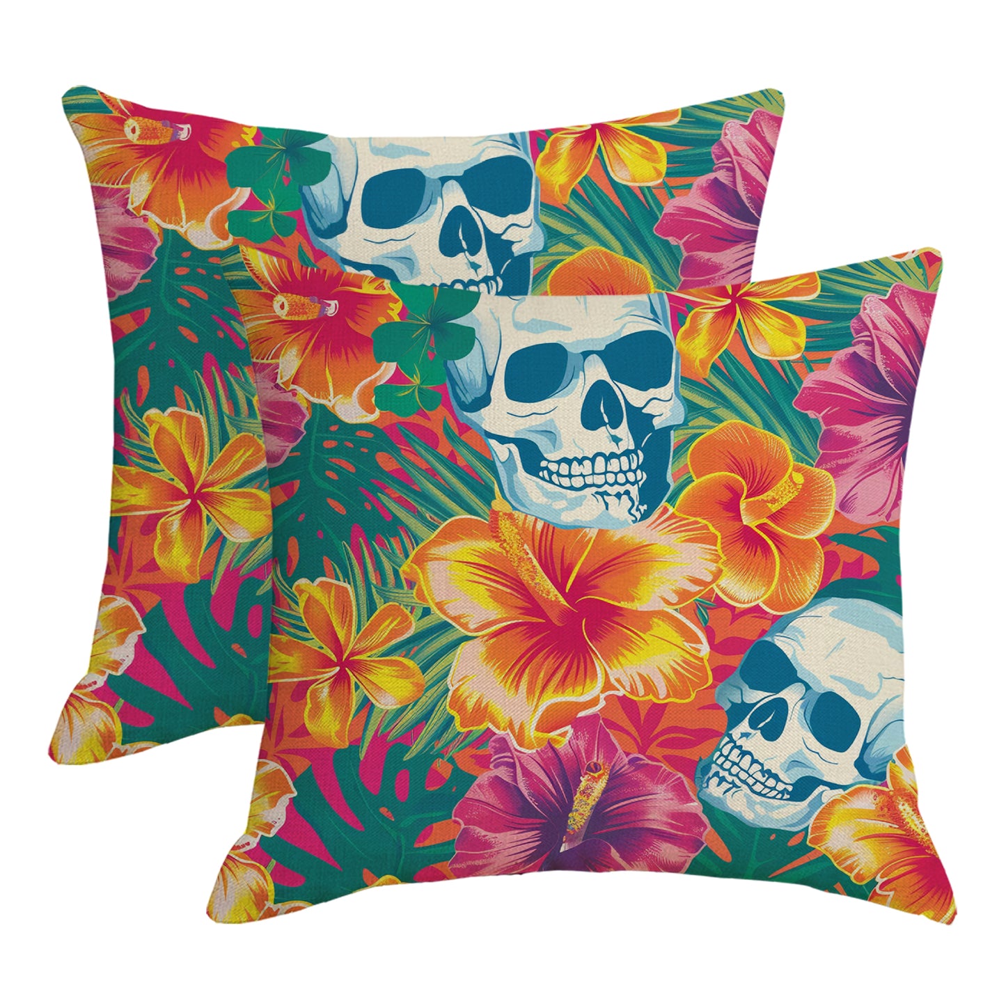 Outdoor Waterproof Throw Pillow Covers 18x18 inch Set of 2 Tropical Leaf Cushion Covers for Patio Garden Lawn