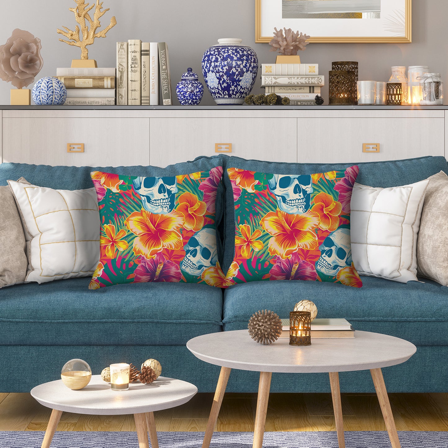 Outdoor Waterproof Throw Pillow Covers 18x18 inch Set of 2 Tropical Leaf Cushion Covers for Patio Garden Lawn