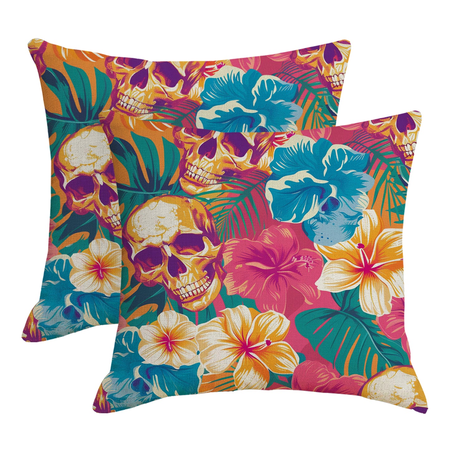 Outdoor Waterproof Throw Pillow Covers 18x18 inch Set of 2 Tropical Leaf Cushion Covers for Patio Garden Lawn