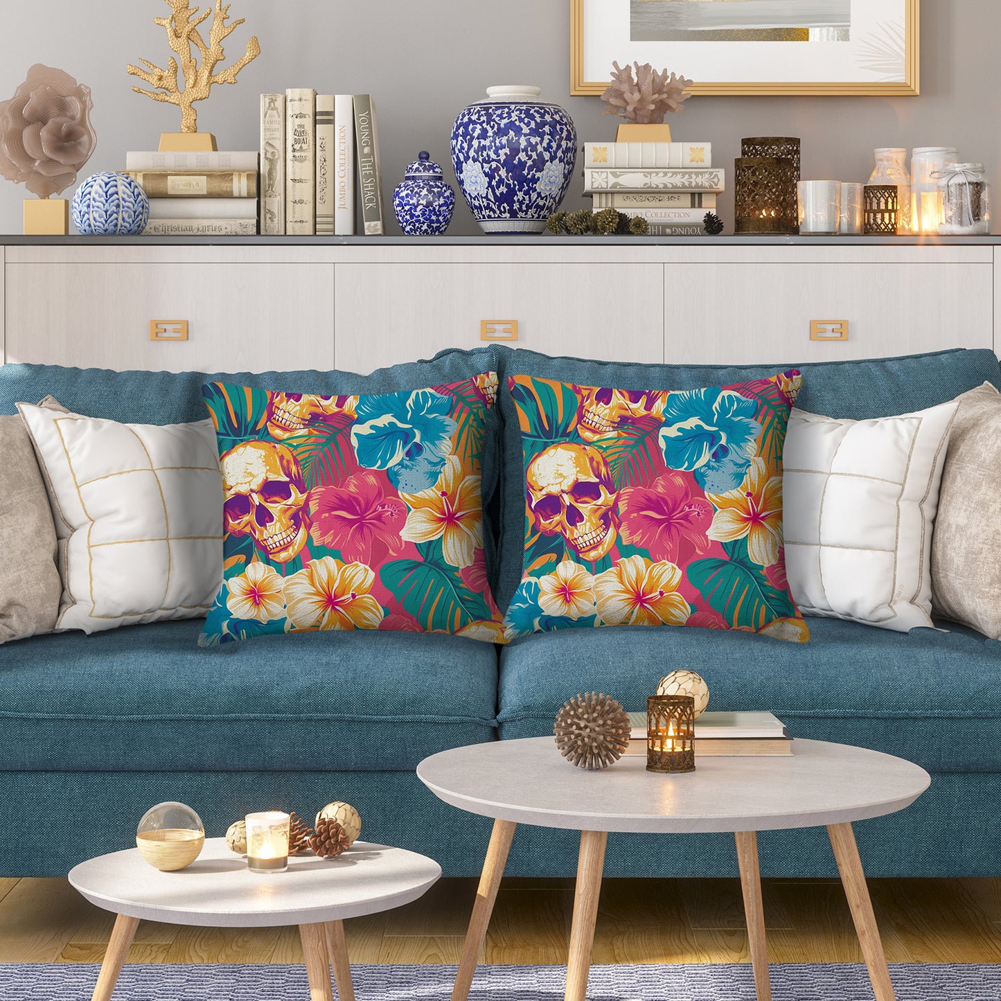 Outdoor Waterproof Throw Pillow Covers 18x18 inch Set of 2 Tropical Leaf Cushion Covers for Patio Garden Lawn