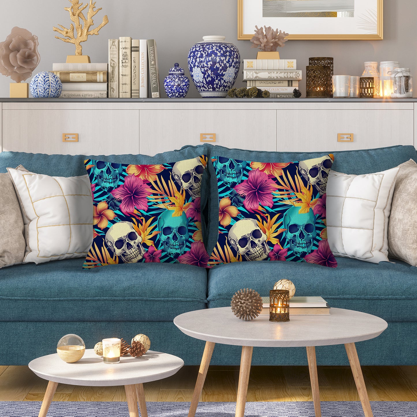 Outdoor Waterproof Throw Pillow Covers 18x18 inch Set of 2 Tropical Leaf Cushion Covers for Patio Garden Lawn