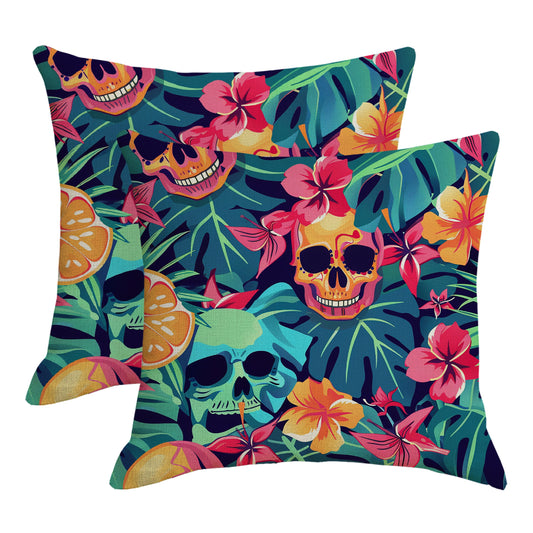 Outdoor Waterproof Throw Pillow Covers 18x18 inch Set of 2 Tropical Leaf Cushion Covers for Patio Garden Lawn