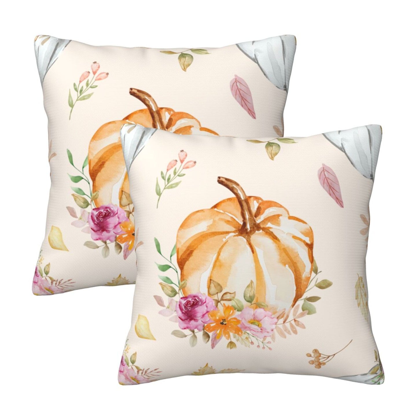 Fall Pumpkin Throw Pillow Covers 18x18 inch Set of 2 Autumn Thanksgiving Farmhouse Velvet Decorative Cushion Covers for Sofa Couch