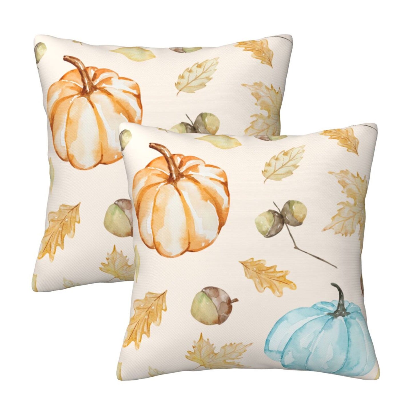 Fall Pumpkin Throw Pillow Covers 18x18 inch Set of 2 Autumn Thanksgiving Farmhouse Velvet Decorative Cushion Covers for Sofa Couch