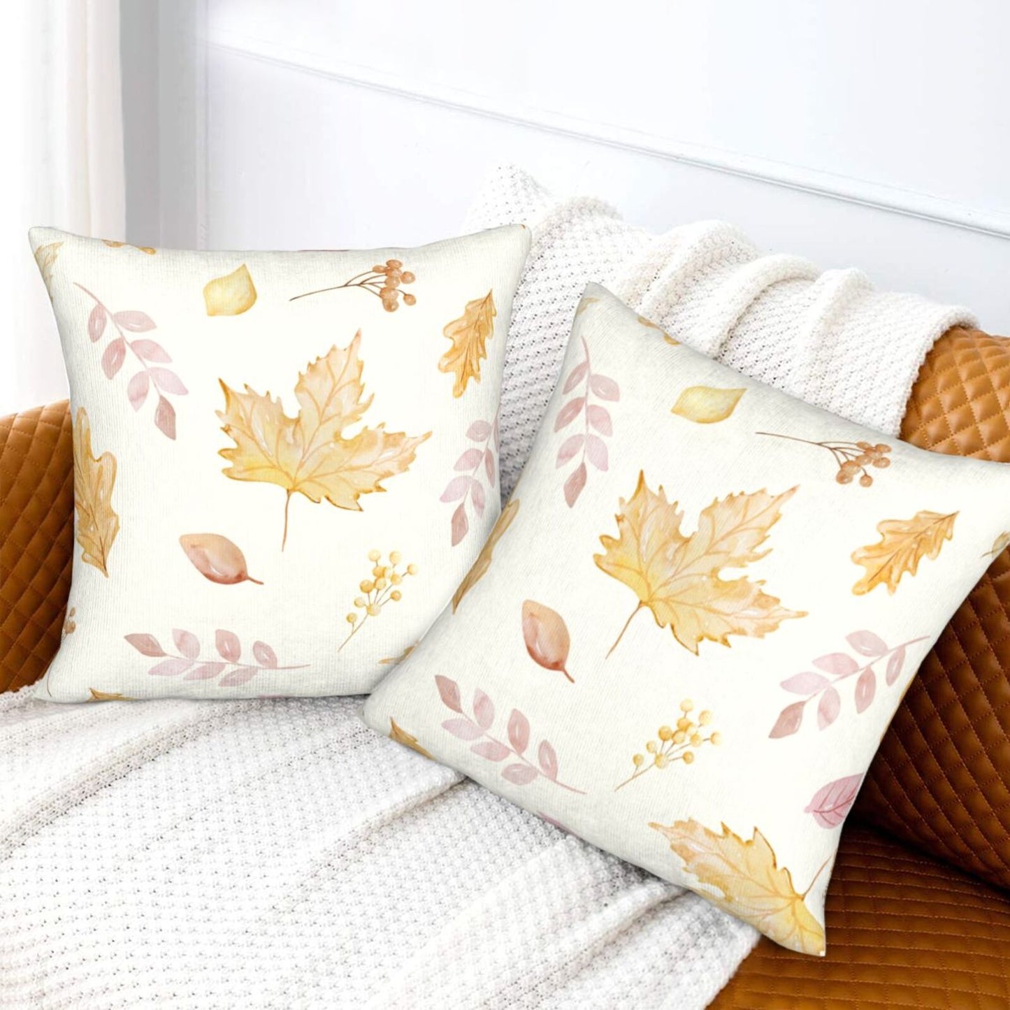 Fall Pumpkin Throw Pillow Covers 18x18 inch Set of 2 Autumn Thanksgiving Farmhouse Velvet Decorative Cushion Covers for Sofa Couch