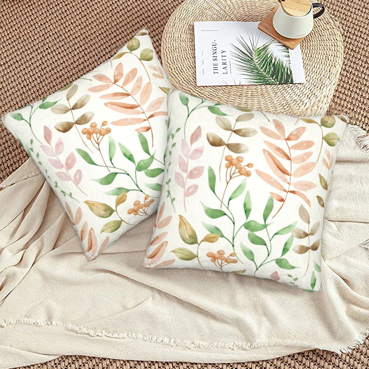 Fall Pumpkin Throw Pillow Covers 18x18 inch Set of 2 Autumn Thanksgiving Farmhouse Velvet Decorative Cushion Covers for Sofa Couch