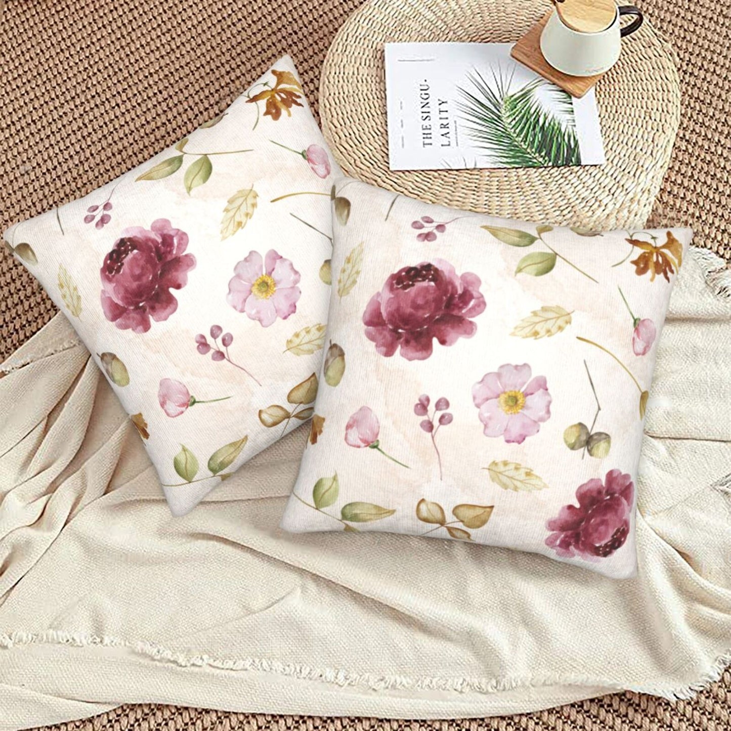 Fall Pumpkin Throw Pillow Covers 18x18 inch Set of 2 Autumn Thanksgiving Farmhouse Velvet Decorative Cushion Covers for Sofa Couch