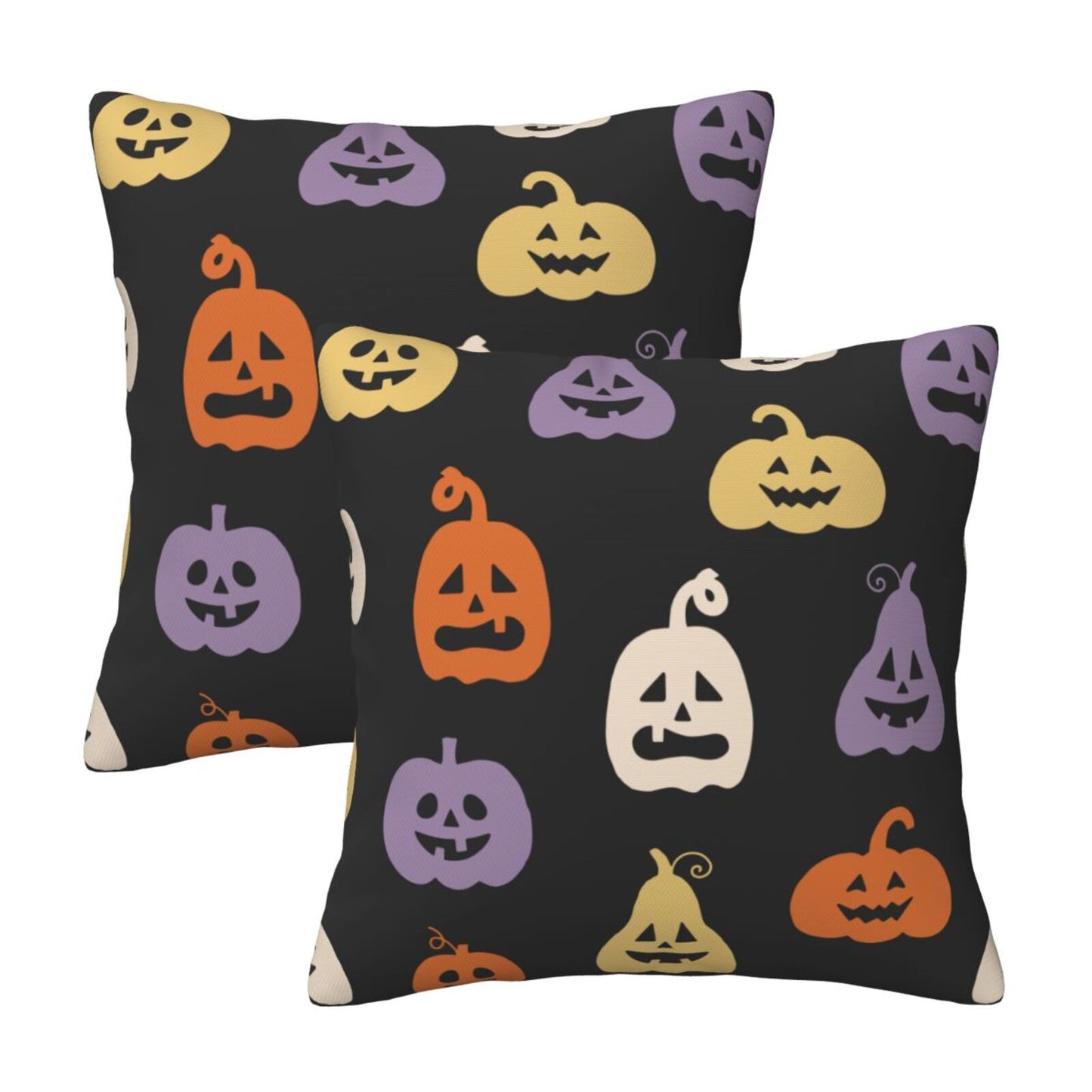 Halloween Decorative Throw Pillow Covers 18x18 inch Set of 2 Skulls Ghosts Pumpkins Velvet Decorative Cushion Covers for Sofa Couch Living Room