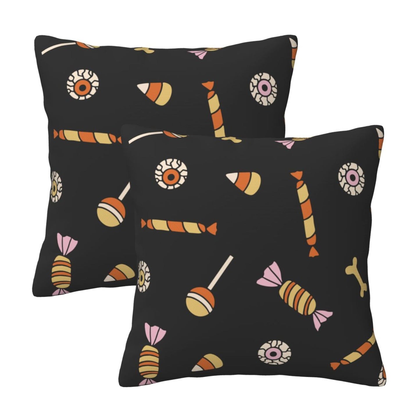 Halloween Decorative Throw Pillow Covers 18x18 inch Set of 2 Skulls Ghosts Pumpkins Velvet Decorative Cushion Covers for Sofa Couch Living Room