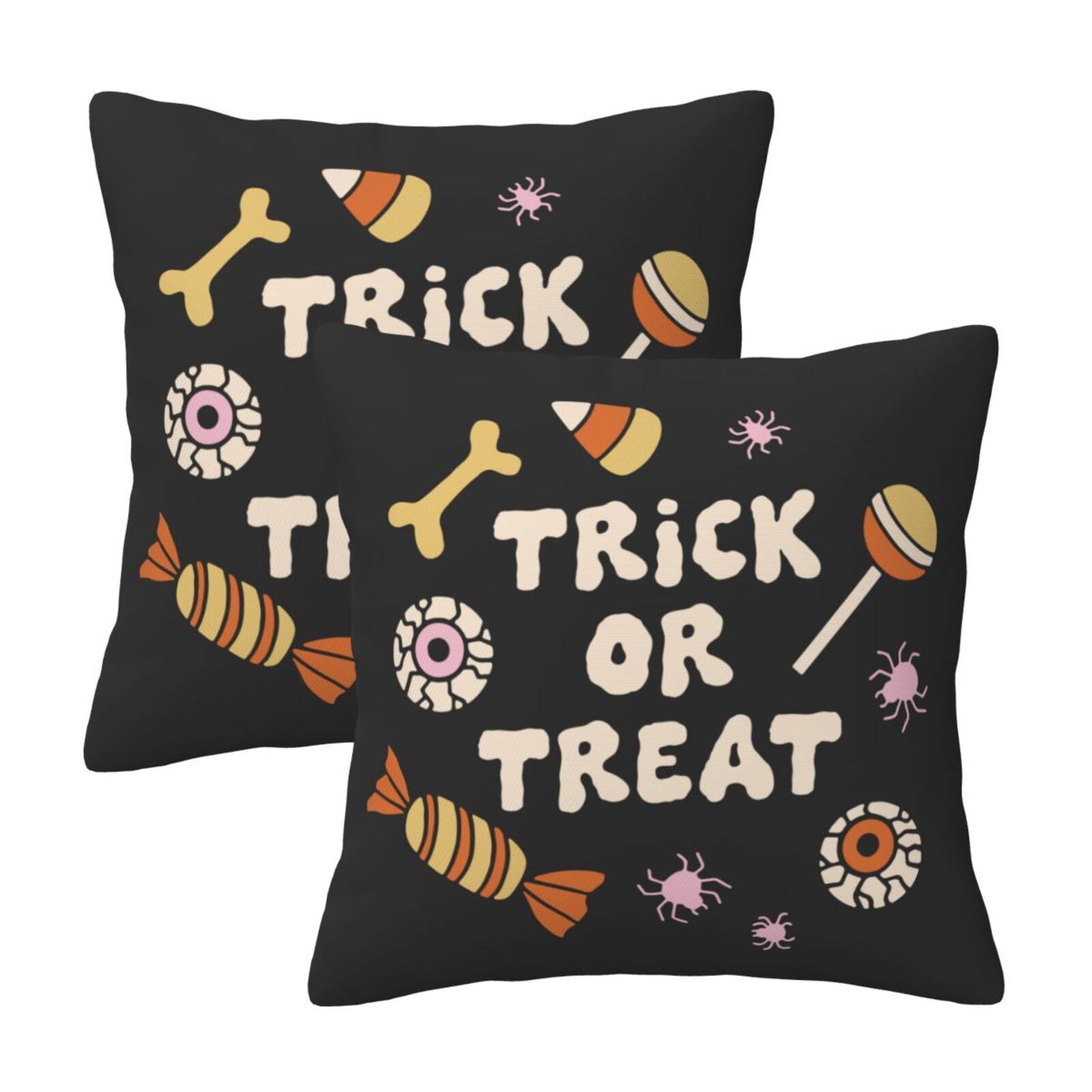 Halloween Decorative Throw Pillow Covers 18x18 inch Set of 2 Skulls Ghosts Pumpkins Velvet Decorative Cushion Covers for Sofa Couch Living Room