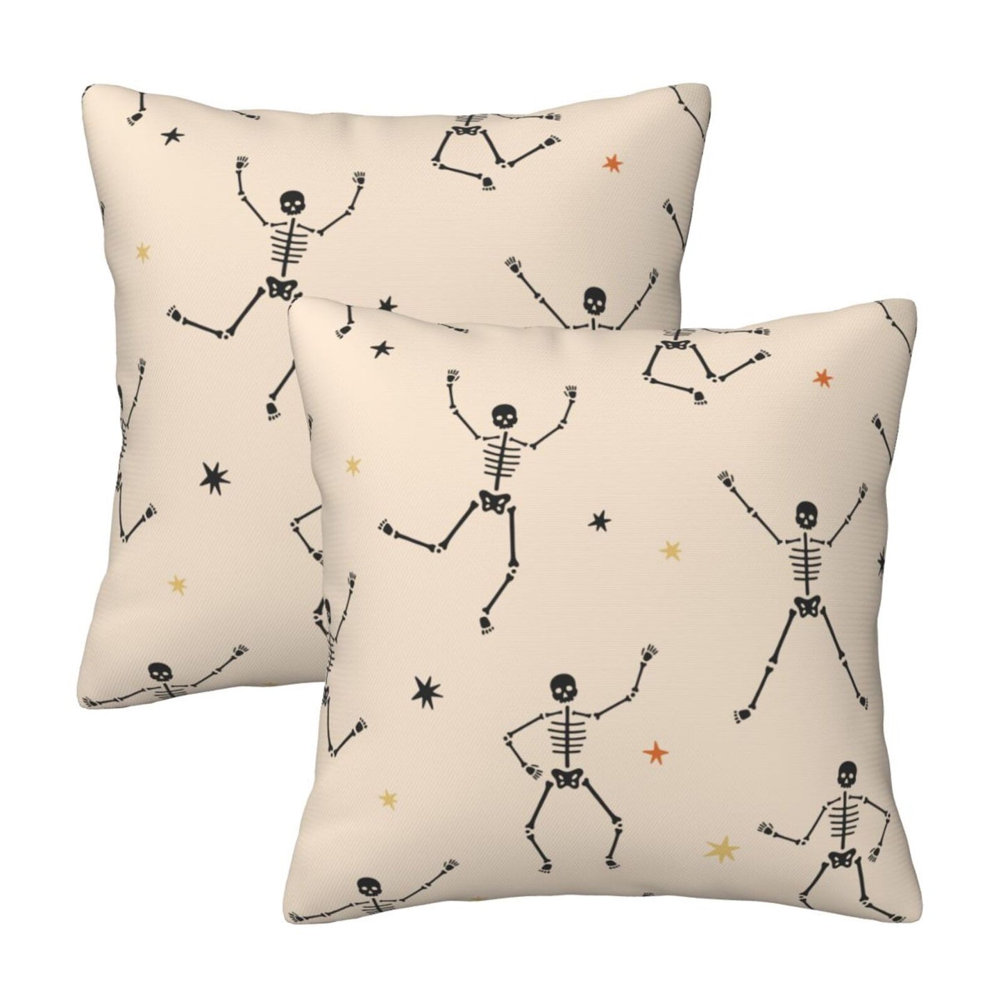 Halloween Decorative Throw Pillow Covers 18x18 inch Set of 2 Skulls Ghosts Pumpkins Velvet Decorative Cushion Covers for Sofa Couch Living Room