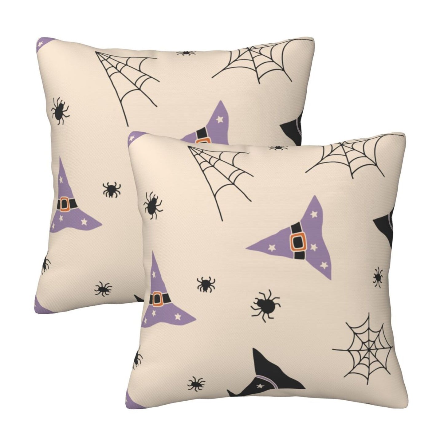 Halloween Decorative Throw Pillow Covers 18x18 inch Set of 2 Skulls Ghosts Pumpkins Velvet Decorative Cushion Covers for Sofa Couch Living Room