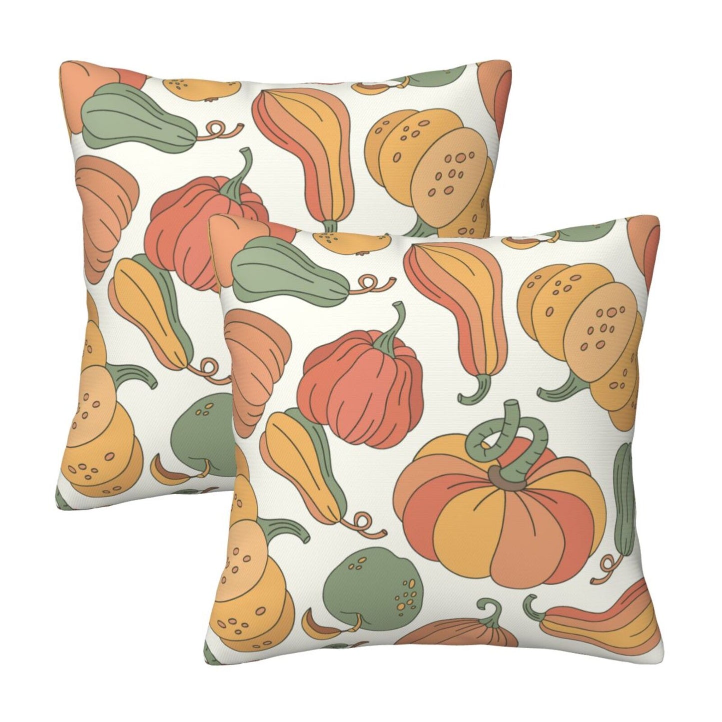 Fall Pumpkin Throw Pillow Covers 18x18 inch Set of 2 Thanksgiving Velvet Cushion Covers for Sofa Couch Bed