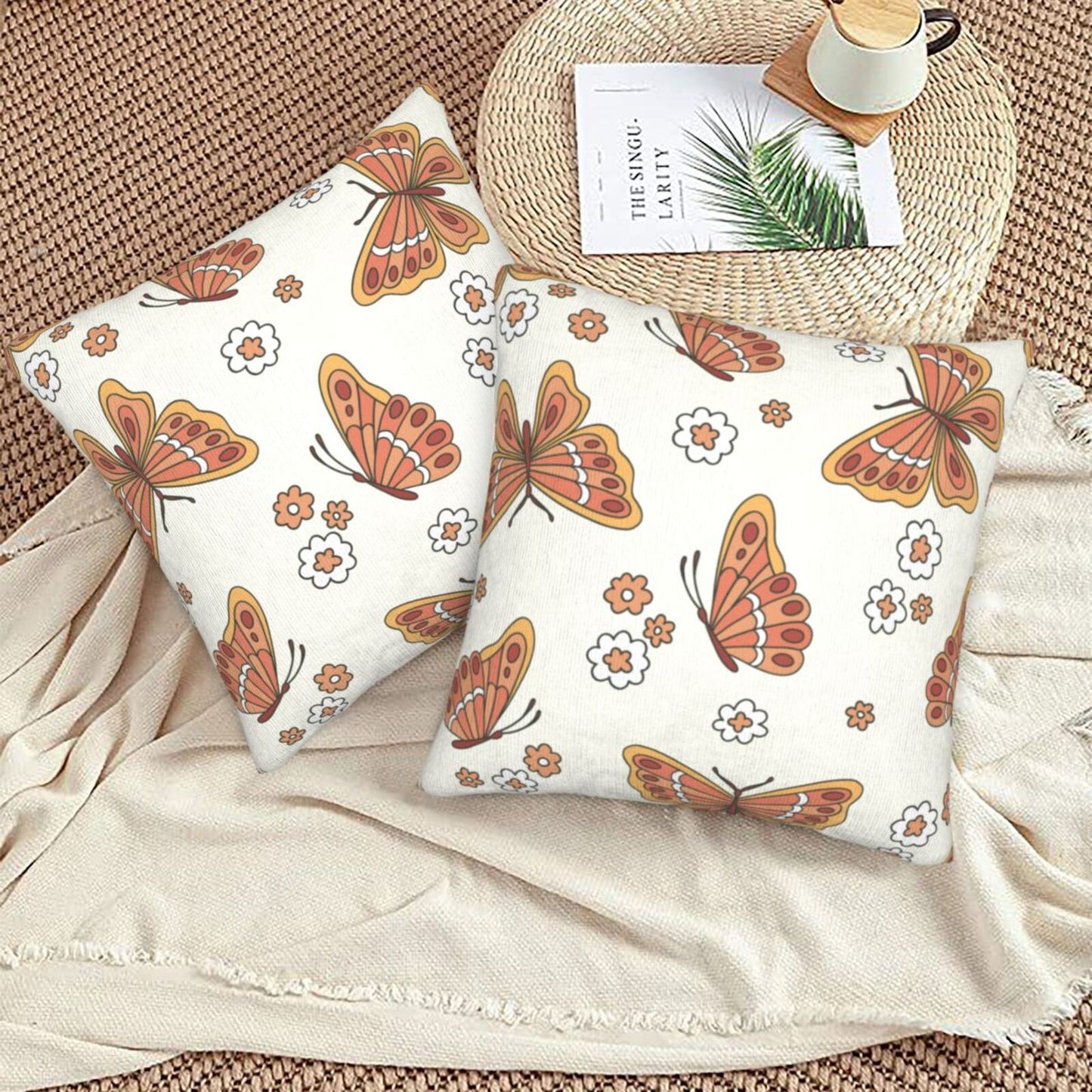 Fall Pumpkin Throw Pillow Covers 18x18 inch Set of 2 Thanksgiving Velvet Cushion Covers for Sofa Couch Bed