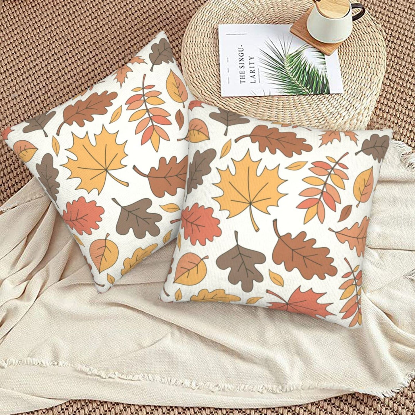 Fall Pumpkin Throw Pillow Covers 18x18 inch Set of 2 Thanksgiving Velvet Cushion Covers for Sofa Couch Bed