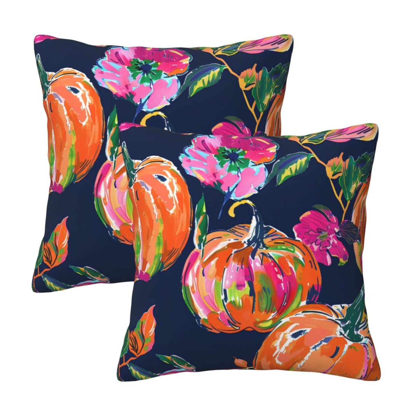 Fall Pumpkin Throw Pillow Covers 18x18 inch Set of 2 Thanksgiving Velvet Cushion Covers for Sofa Couch Bed