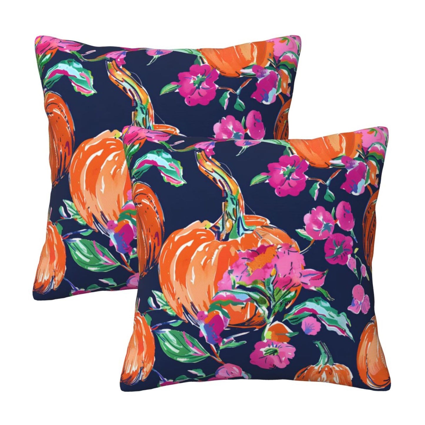 Fall Pumpkin Throw Pillow Covers 18x18 inch Set of 2 Thanksgiving Velvet Cushion Covers for Sofa Couch Bed