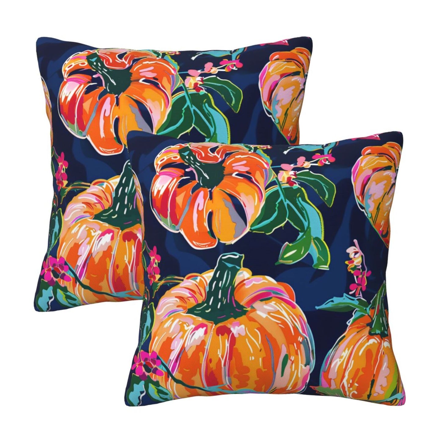 Fall Pumpkin Throw Pillow Covers 18x18 inch Set of 2 Thanksgiving Velvet Cushion Covers for Sofa Couch Bed