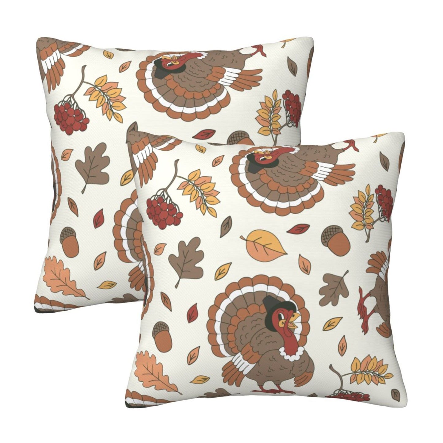 Fall Pumpkin Throw Pillow Covers 18x18 inch Set of 2 Thanksgiving Velvet Cushion Covers for Sofa Couch Bed