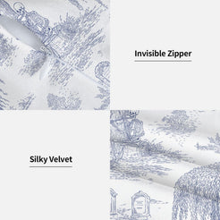 Toile throw pillow covers 18x18 Set of 2 for sofa couch and living room decor