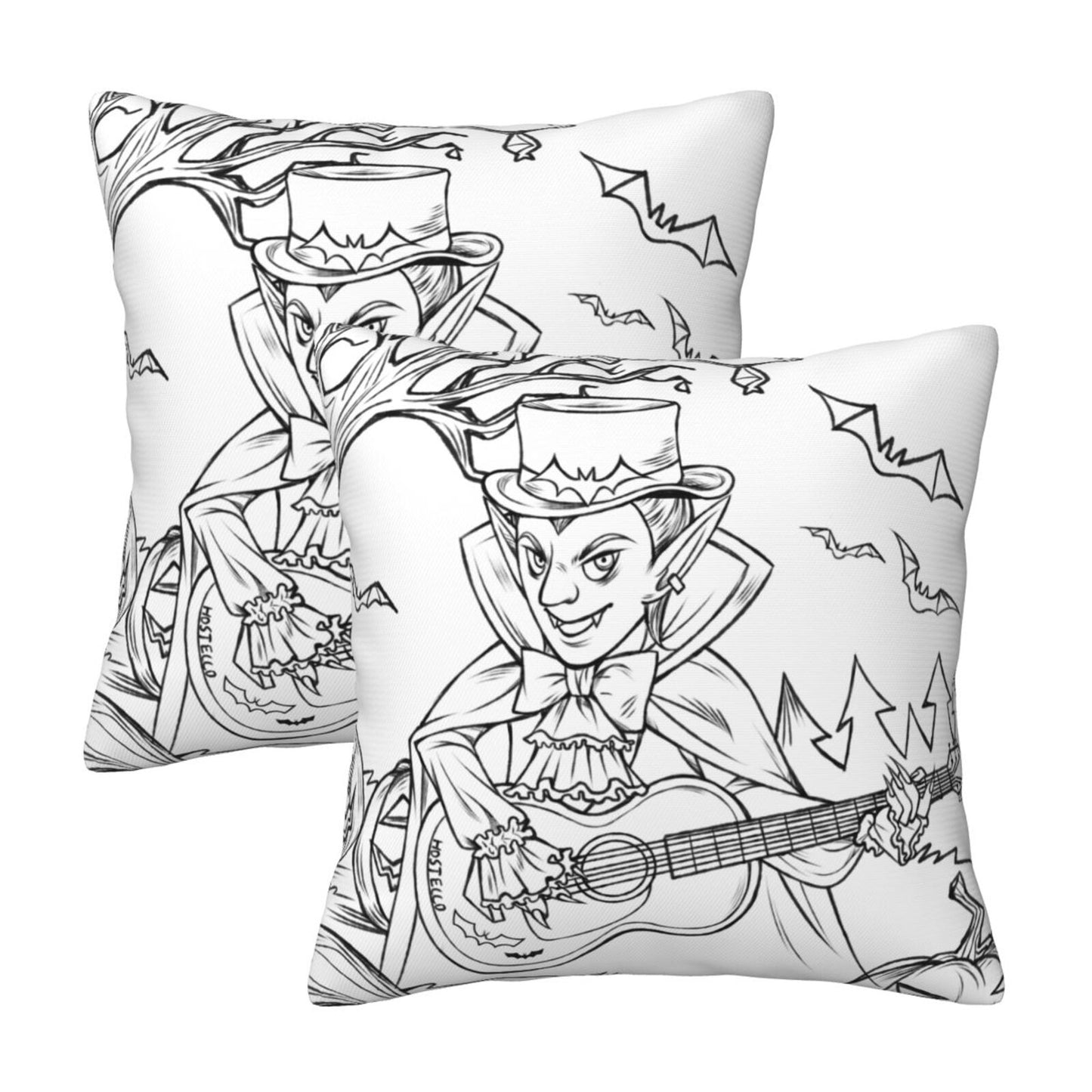 Halloween Decorative Throw Pillow Covers 18x18 inch Set of 2 Toile Spooky Skulls Velvet Cushion Covers for Sofa Couch