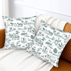Toile throw pillow covers 18x18 Set of 2 for sofa couch and living room decor