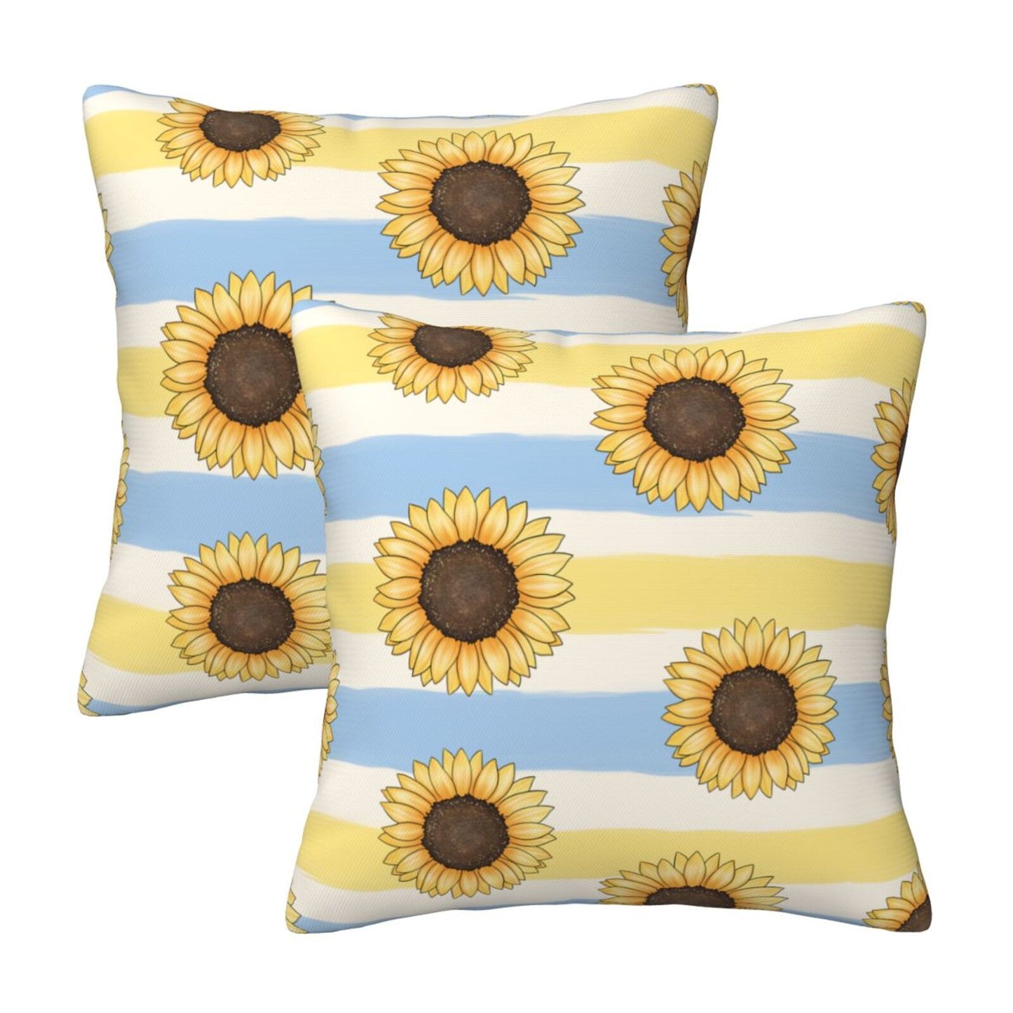 Bees Throw Pillow Covers 18x18 inch Set of 2 Sunflowers Velvet Decorative Cushion Covers for Sofa Couch