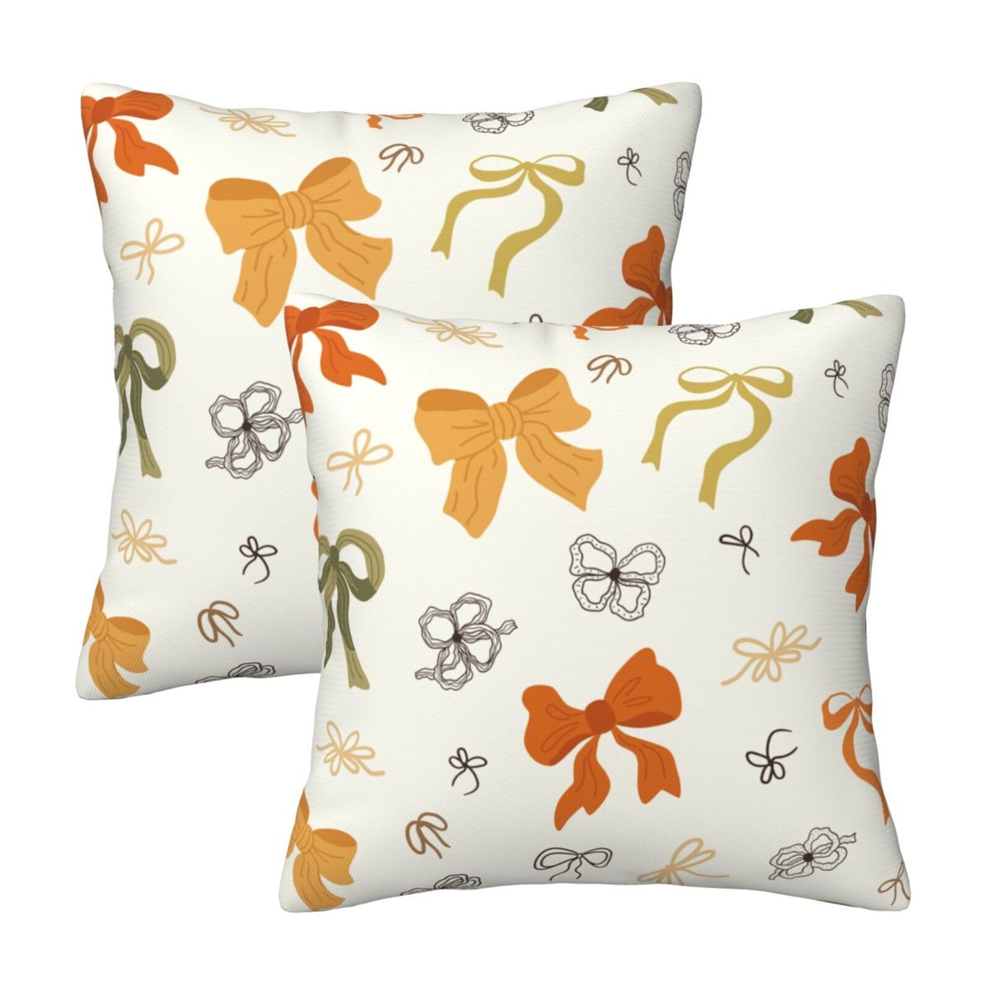 Autumn Harvest Decorative Pillow Covers - Pumpkins, Bows & Fall Themes (Set of 2)