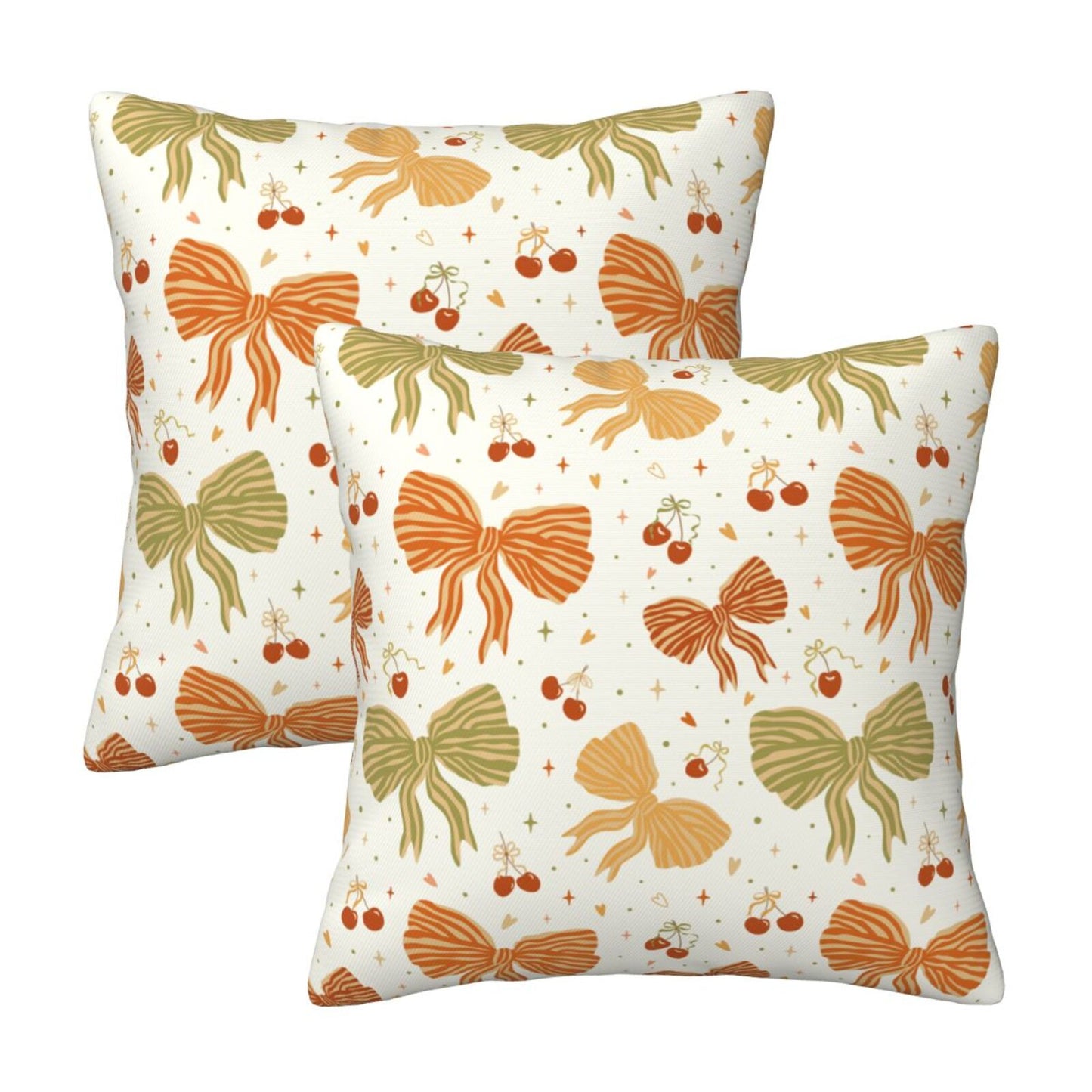 Autumn Harvest Decorative Pillow Covers - Pumpkins, Bows & Fall Themes (Set of 2)