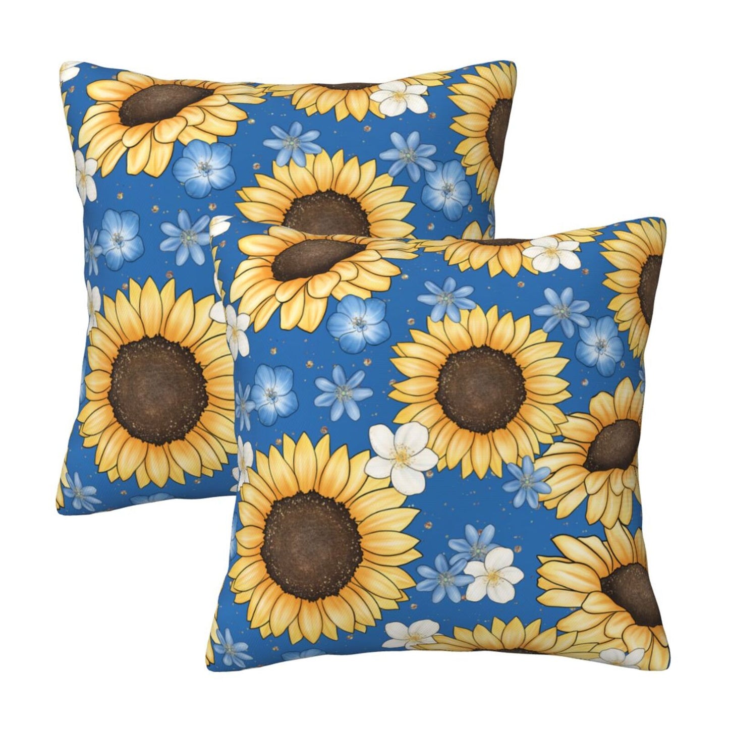 Bees Throw Pillow Covers 18x18 inch Set of 2 Sunflowers Velvet Decorative Cushion Covers for Sofa Couch