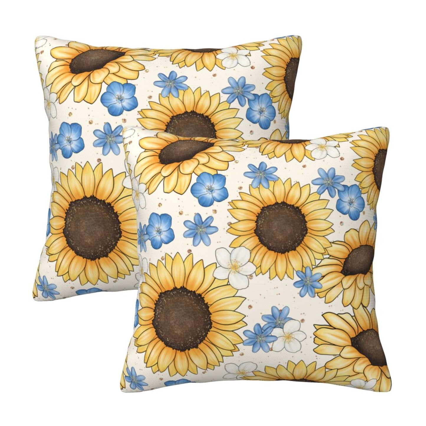 Bees Throw Pillow Covers 18x18 inch Set of 2 Sunflowers Velvet Decorative Cushion Covers for Sofa Couch