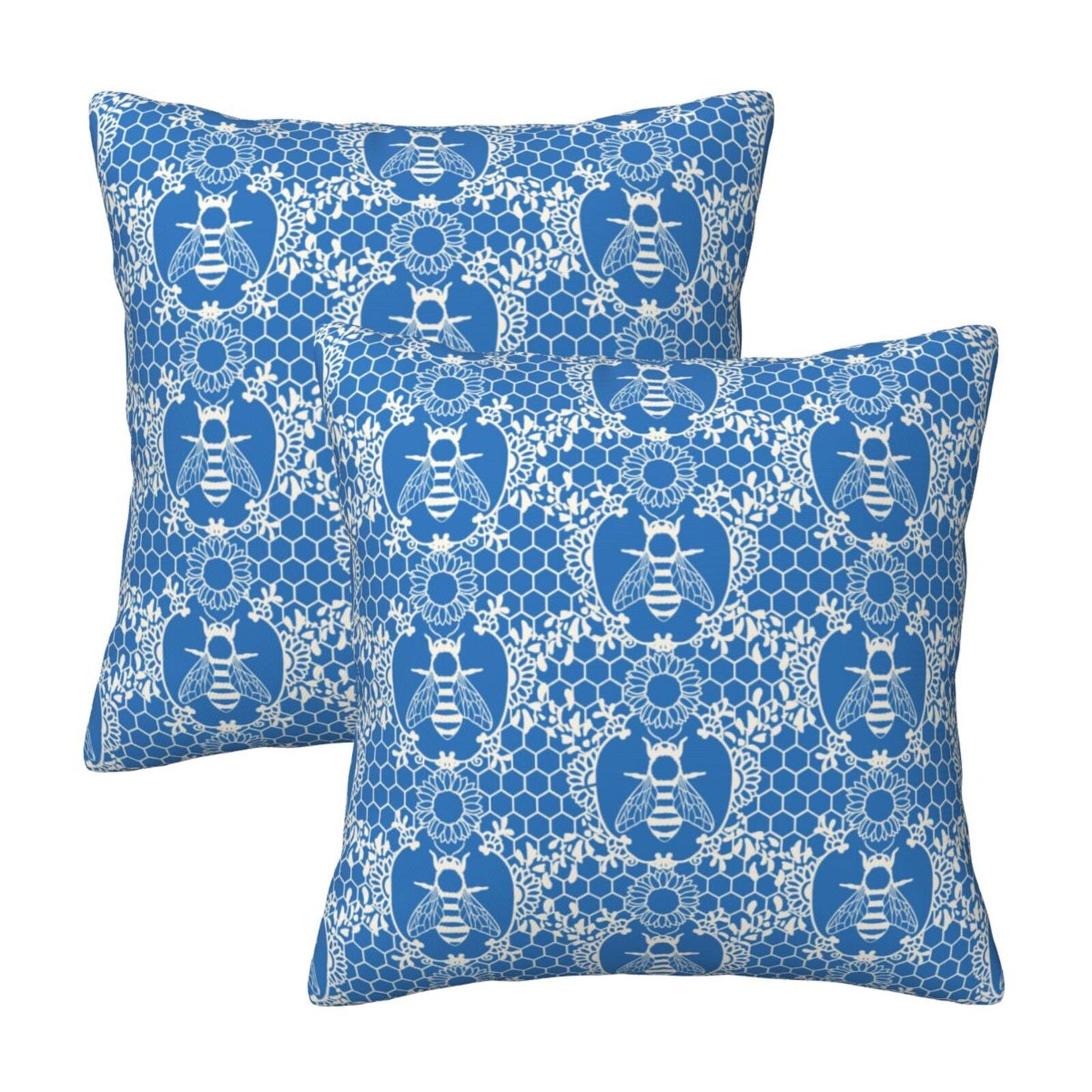Bees Throw Pillow Covers 18x18 inch Set of 2 Sunflowers Velvet Decorative Cushion Covers for Sofa Couch