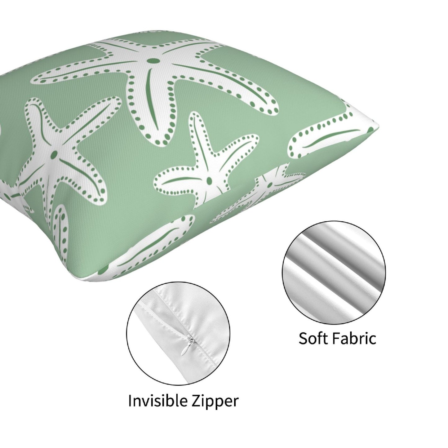HOSTECCO Ocean Sea Throw Pillow Covers 18x18 inch Set of 4 Sea-Star Beach Pillow Cases Summer Colorful Decorative Cushion Covers for Sofa Couch