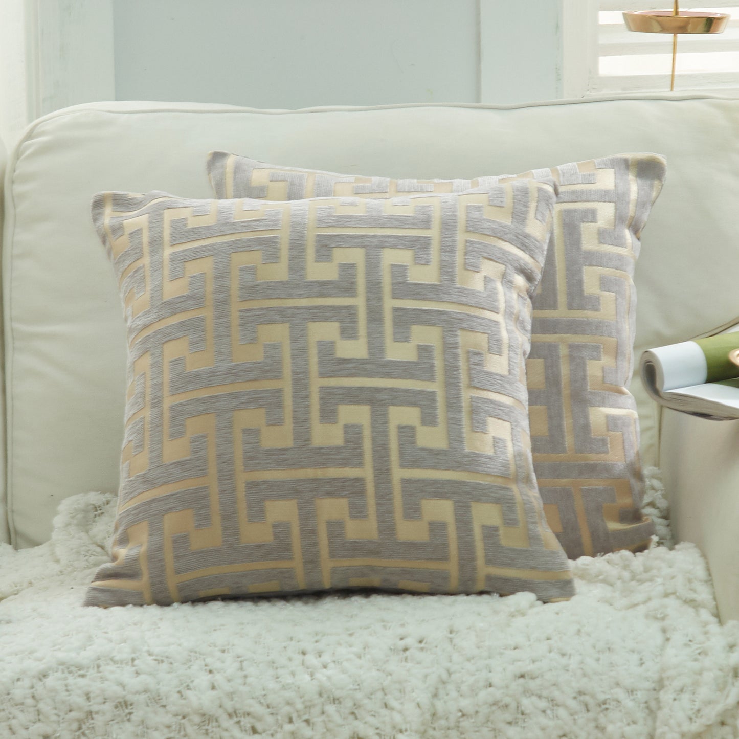 CJCGXGY,HOSTECCO Chenille Jacquard Pillow Covers Geometric Striped Pillow Case for Couch Bed