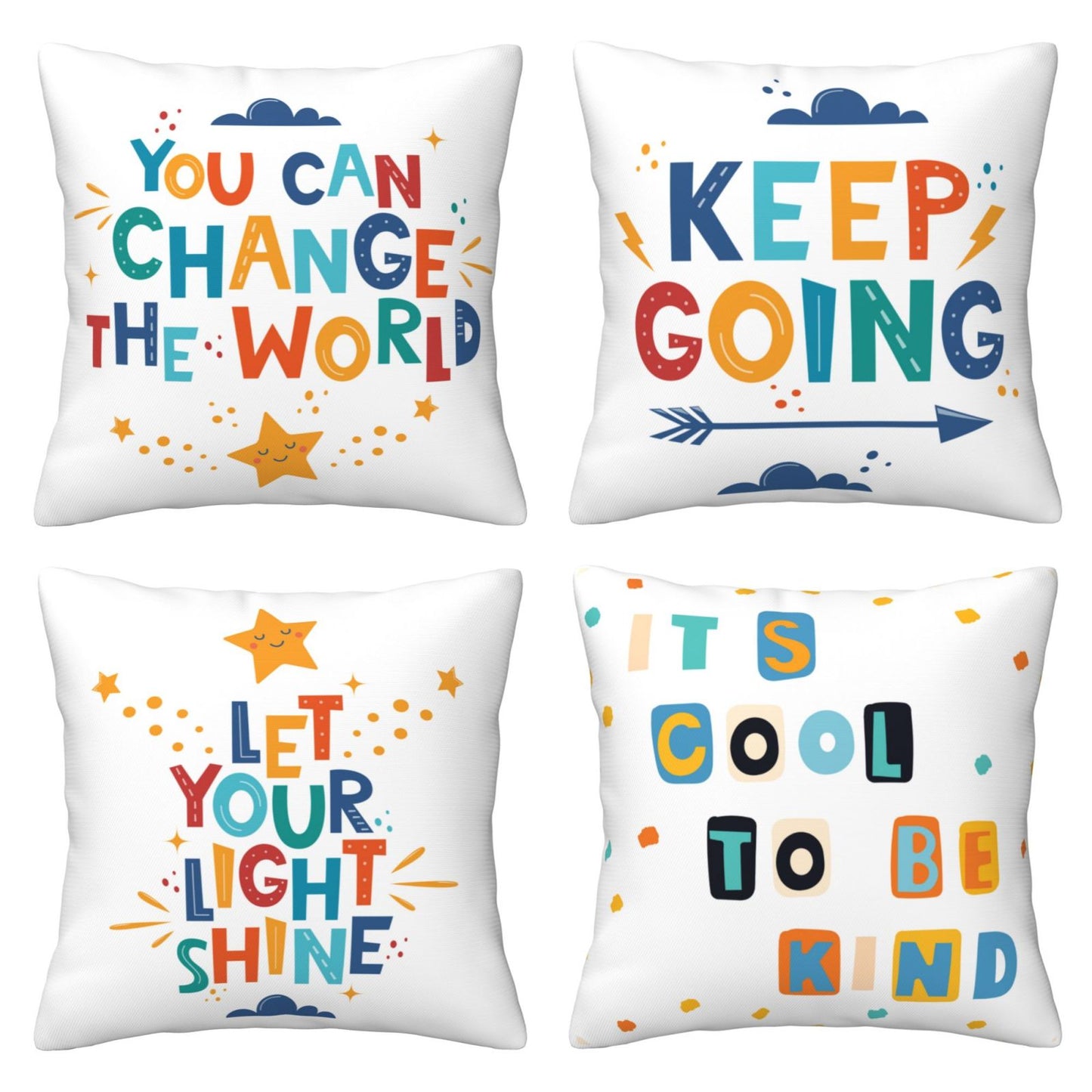 Colorful Classroom Throw Pillow Covers Inspiration Quotes Cushion Covers for Kids Boys Girls